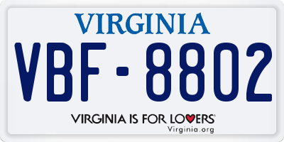 VA license plate VBF8802