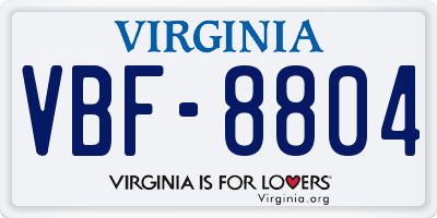 VA license plate VBF8804