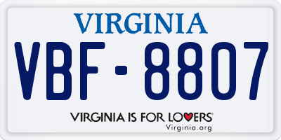 VA license plate VBF8807