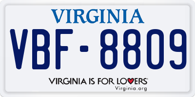 VA license plate VBF8809