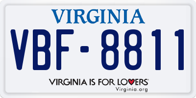 VA license plate VBF8811