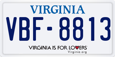 VA license plate VBF8813