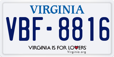 VA license plate VBF8816