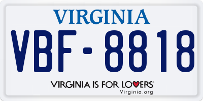 VA license plate VBF8818
