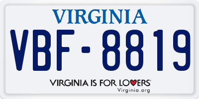 VA license plate VBF8819