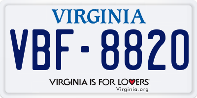 VA license plate VBF8820