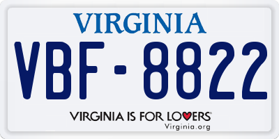 VA license plate VBF8822