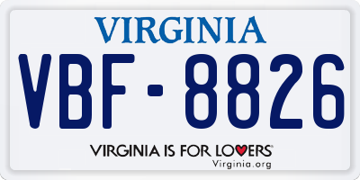 VA license plate VBF8826