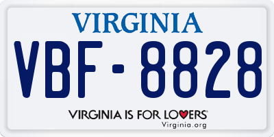 VA license plate VBF8828