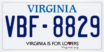 VA license plate VBF8829