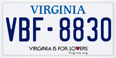 VA license plate VBF8830
