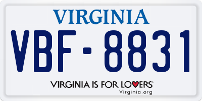 VA license plate VBF8831