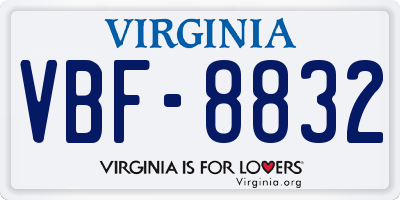 VA license plate VBF8832