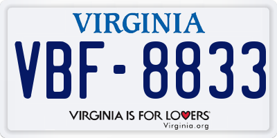 VA license plate VBF8833
