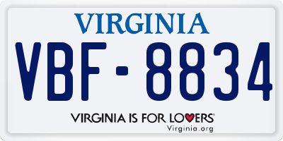 VA license plate VBF8834