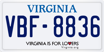 VA license plate VBF8836