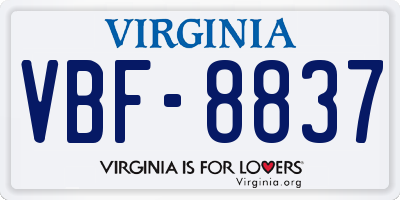 VA license plate VBF8837