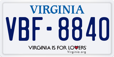VA license plate VBF8840