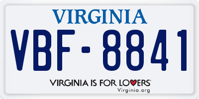VA license plate VBF8841