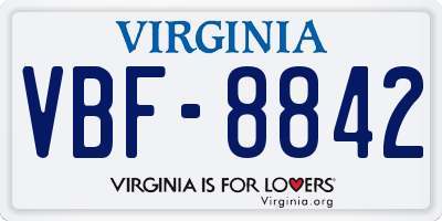 VA license plate VBF8842