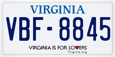 VA license plate VBF8845