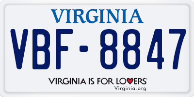 VA license plate VBF8847