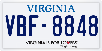 VA license plate VBF8848