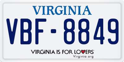 VA license plate VBF8849