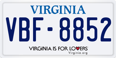 VA license plate VBF8852