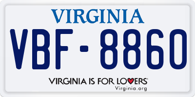 VA license plate VBF8860