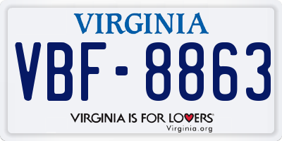 VA license plate VBF8863