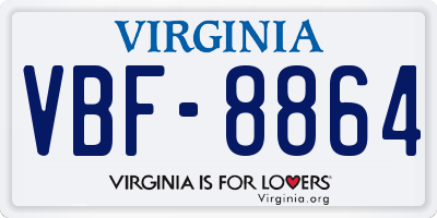 VA license plate VBF8864