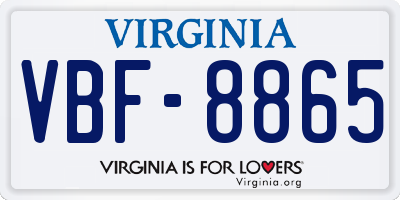 VA license plate VBF8865