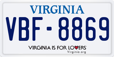 VA license plate VBF8869