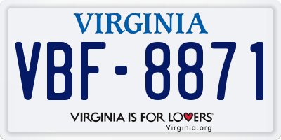 VA license plate VBF8871
