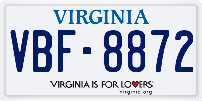 VA license plate VBF8872
