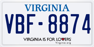 VA license plate VBF8874