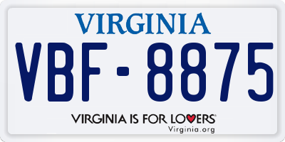 VA license plate VBF8875