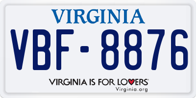VA license plate VBF8876