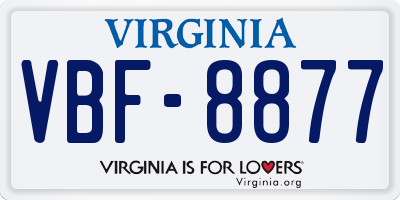 VA license plate VBF8877