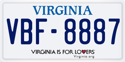 VA license plate VBF8887
