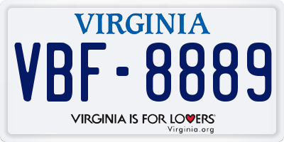 VA license plate VBF8889