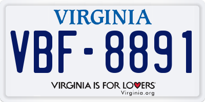 VA license plate VBF8891