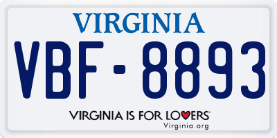 VA license plate VBF8893