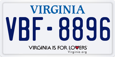 VA license plate VBF8896