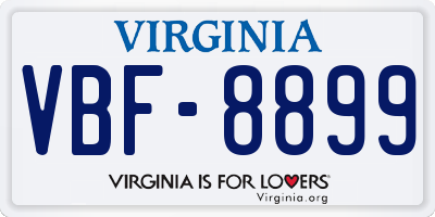 VA license plate VBF8899