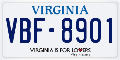 VA license plate VBF8901