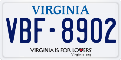 VA license plate VBF8902