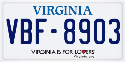 VA license plate VBF8903