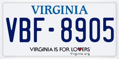 VA license plate VBF8905
